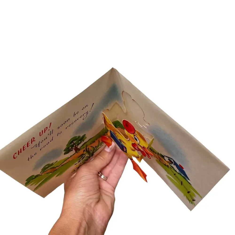 Vintage Pop Up Card Hit Parade Unused Greeting Card Get Well Illness Ephemera